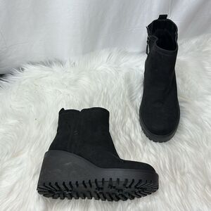 Torrid NWOT Faux Suede Black Wedge Side Zip Booties Extra Wide Width Sz 7.5